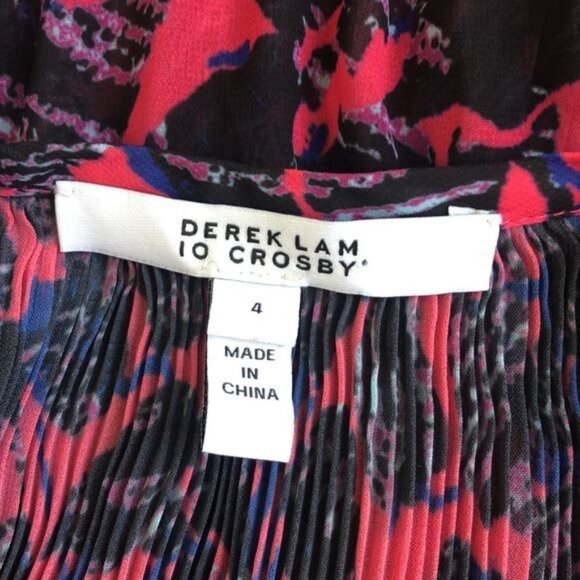 Derek Lam 10 Crosby Helena Pleated Speckled Floral Blouse - 4 - Picture 9 of 10